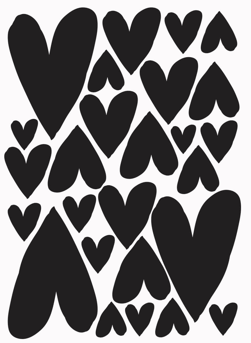 Väggdekor Handritade hjärtan - Dekortorget
