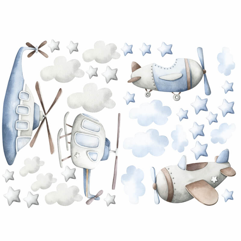 Väggdekor flygplan & helikopter - Dekortorget