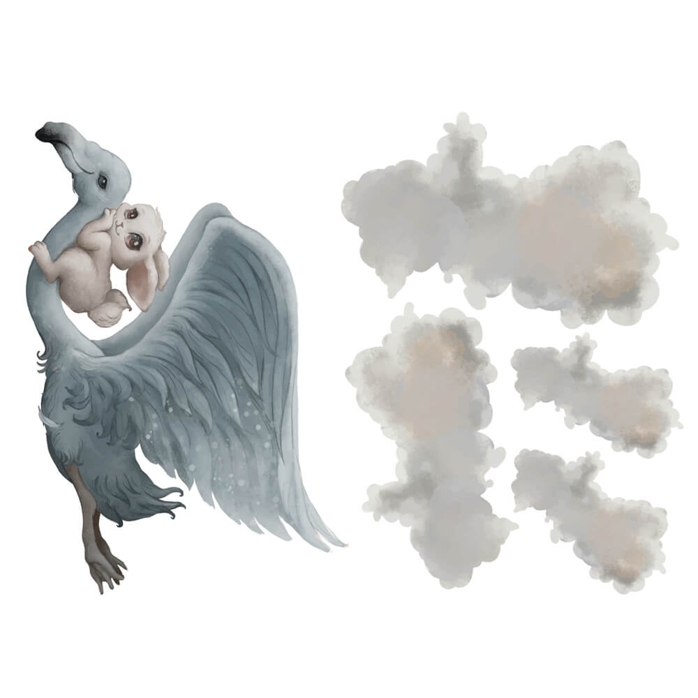 Väggdekor flying with friend blå - Dekortorget