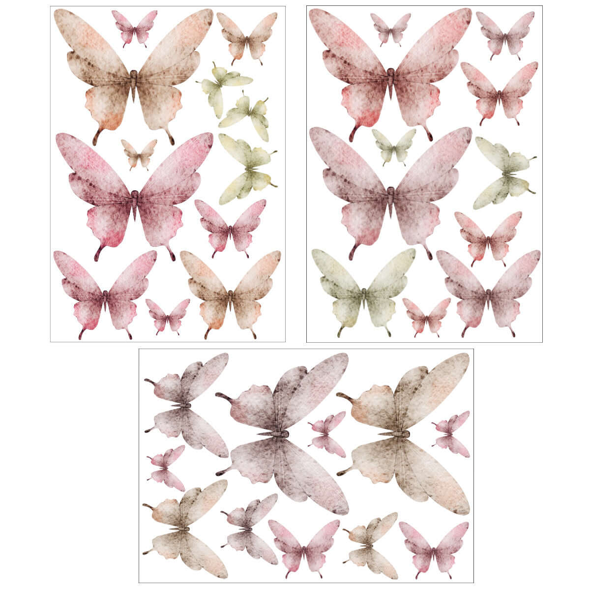 Väggdekor Fjärilar vattenfärg - Dekortorget