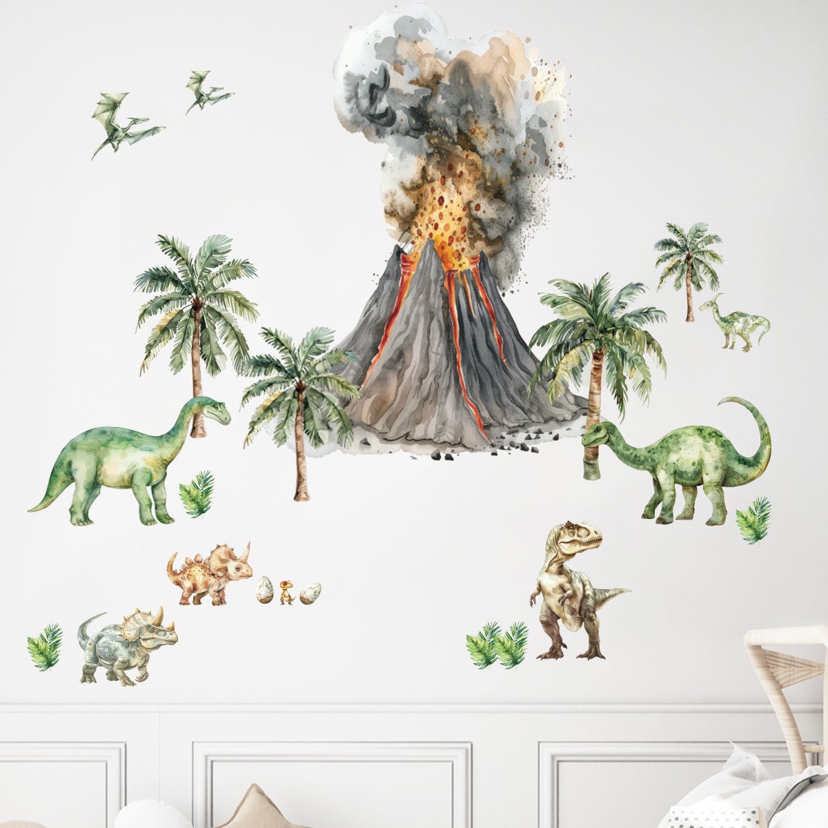 Väggdekor Dinosaurier & Vulkan XL - Dekortorget