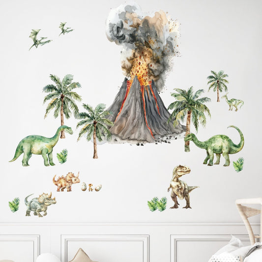Väggdekor Dinosaurier & Vulkan XL - Dekortorget