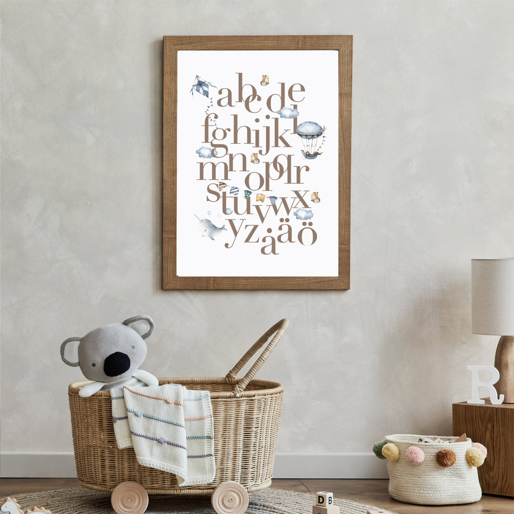 Poster Alfabet blå