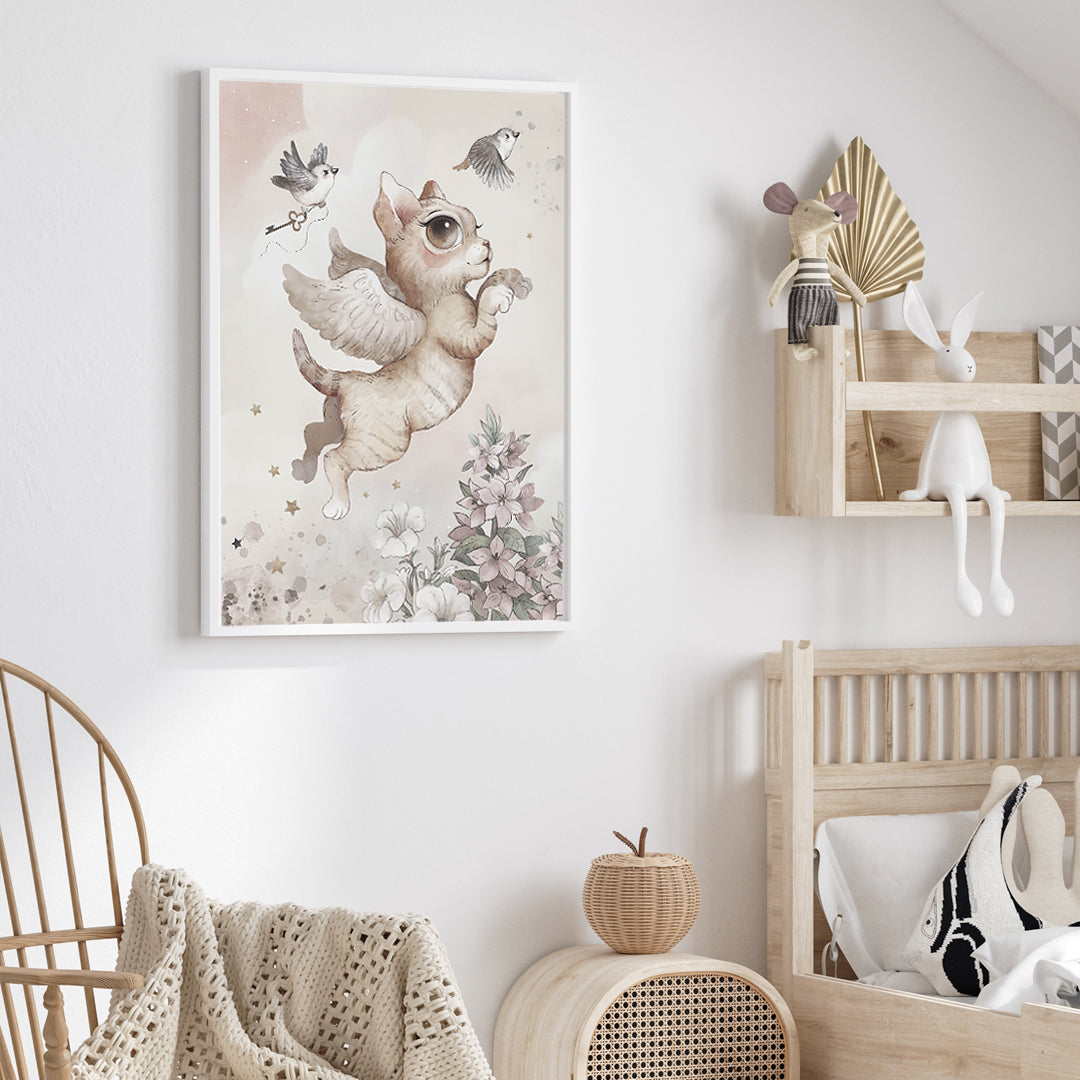 Poster flying cat