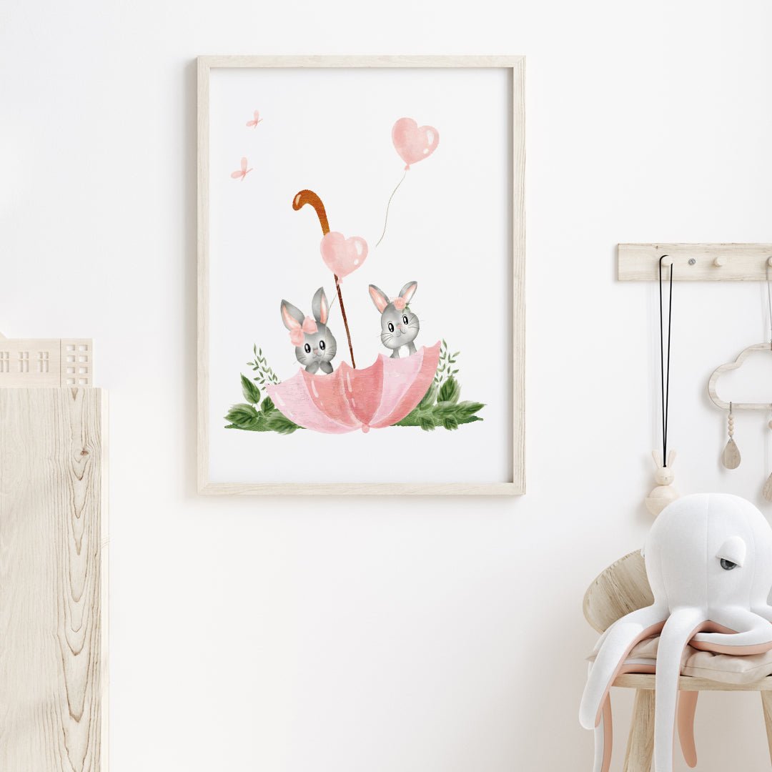Poster kanin i paraply - Dekortorget