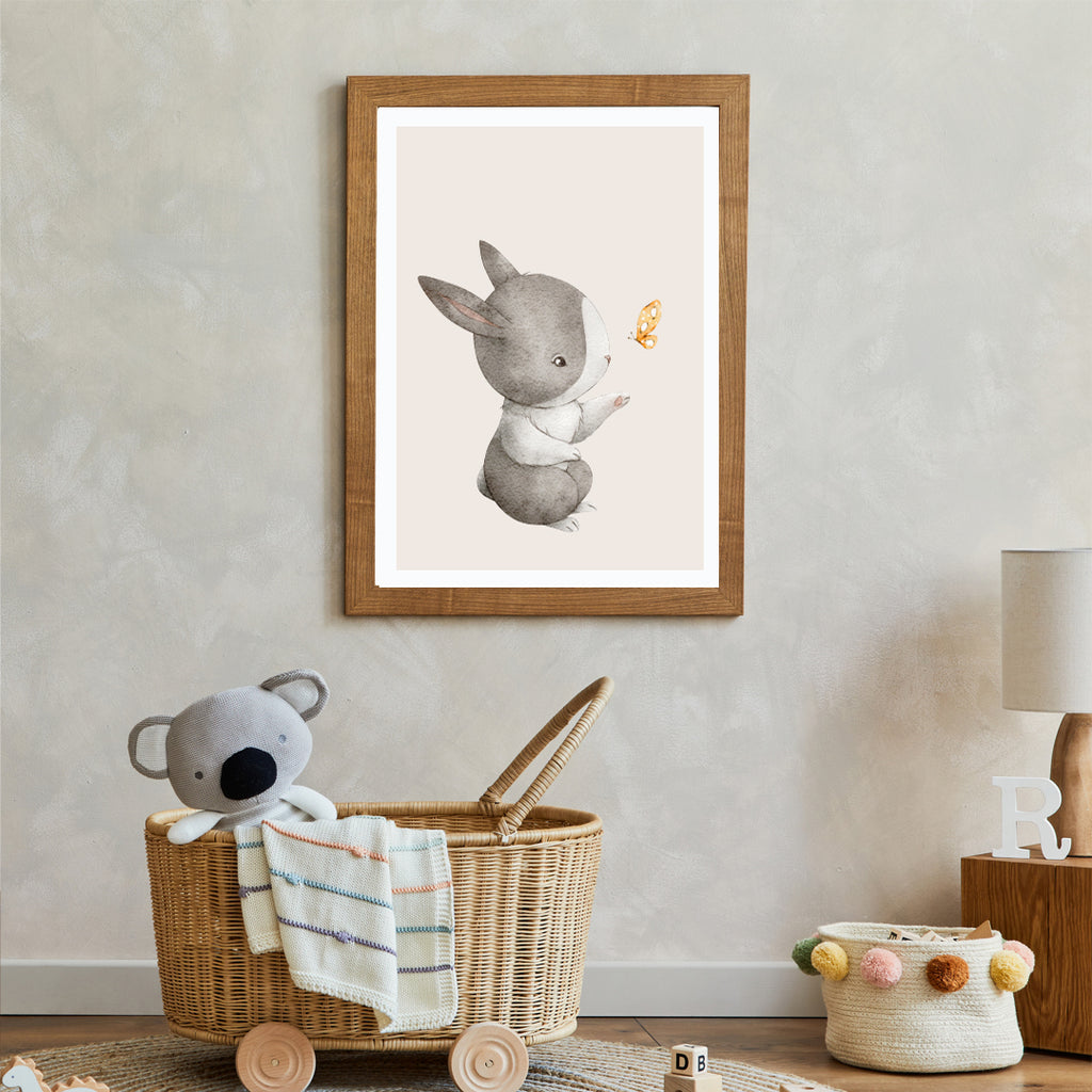 Poster Kanin & fjäril