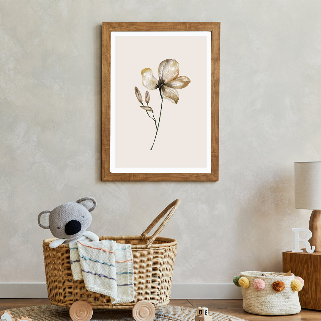 Poster Blomma beige