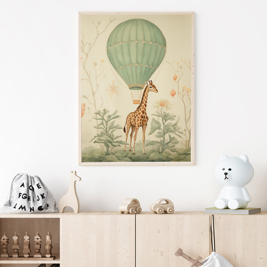 Poster Luftballong & giraff
