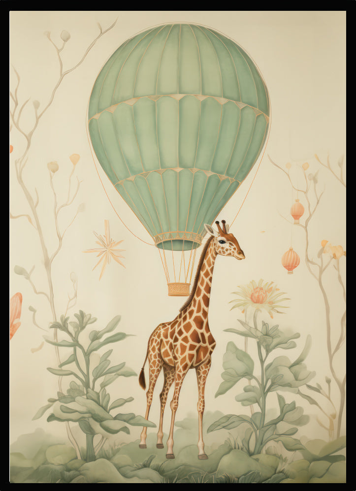Poster Luftballong & giraff