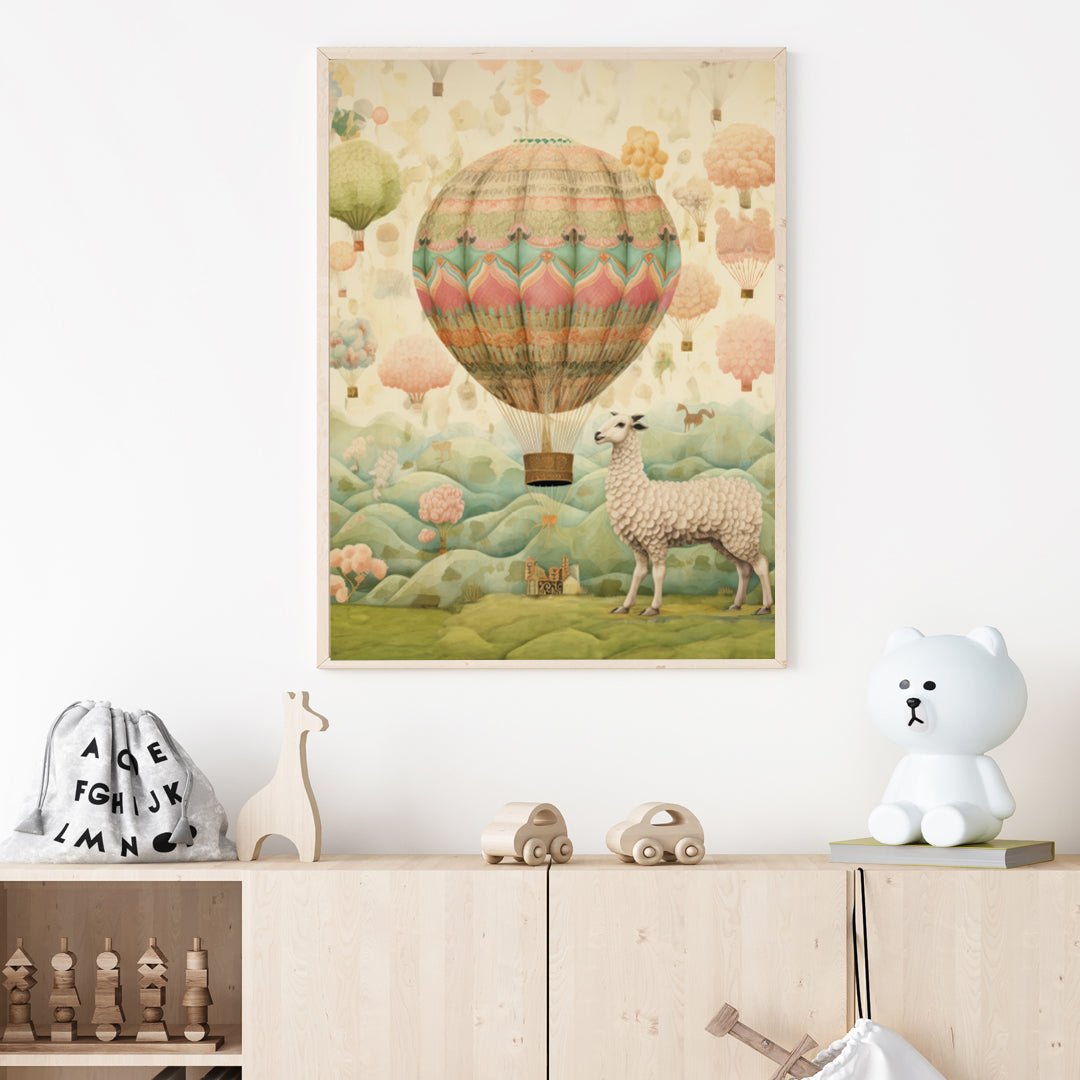 Poster Luftballong & får - Dekortorget