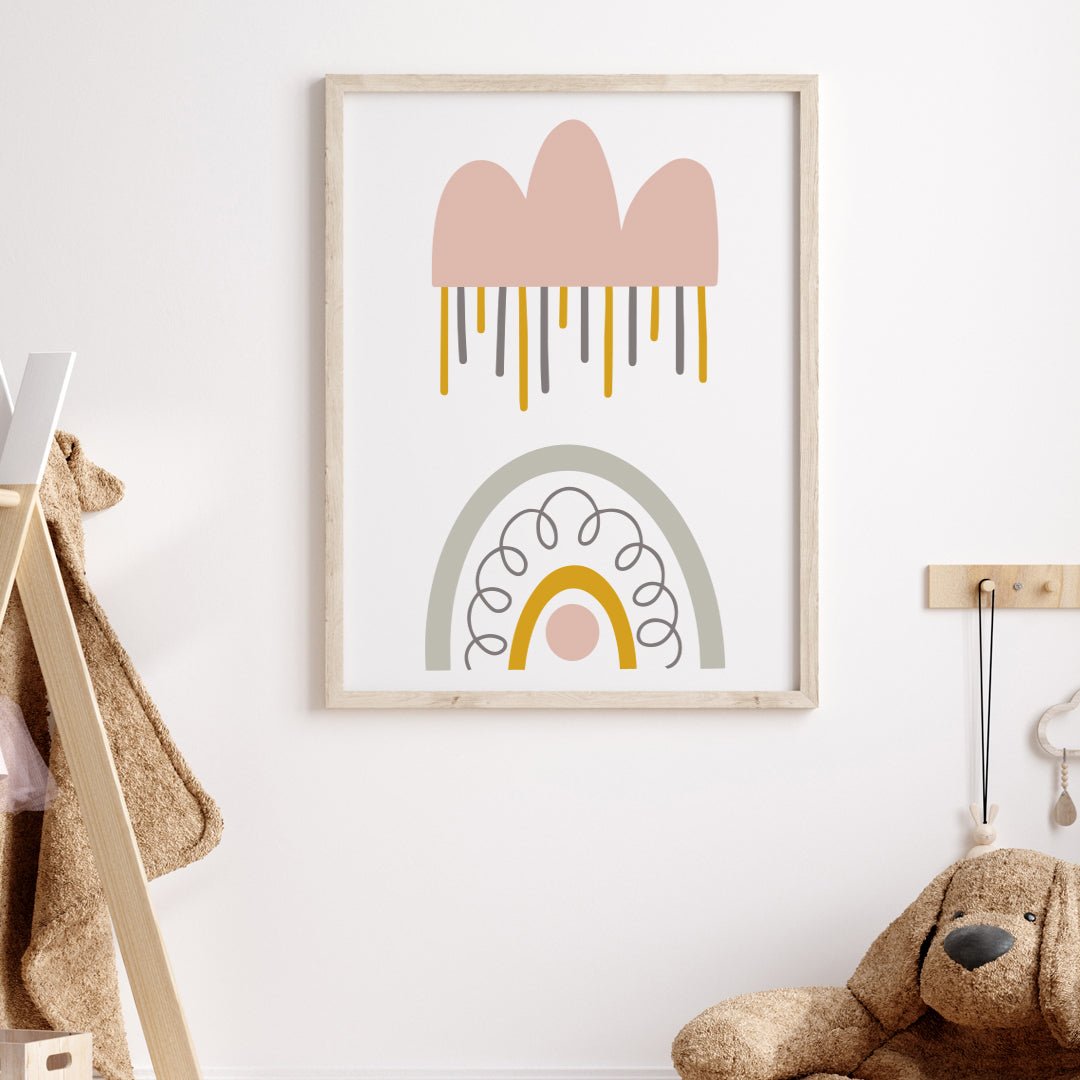 Poster retro moln & regnbåge - Dekortorget