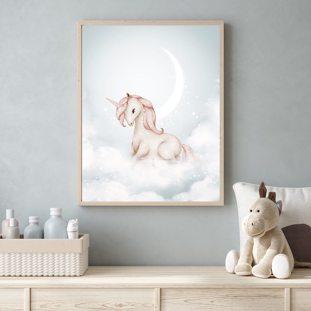 Poster Enhörning bland moln