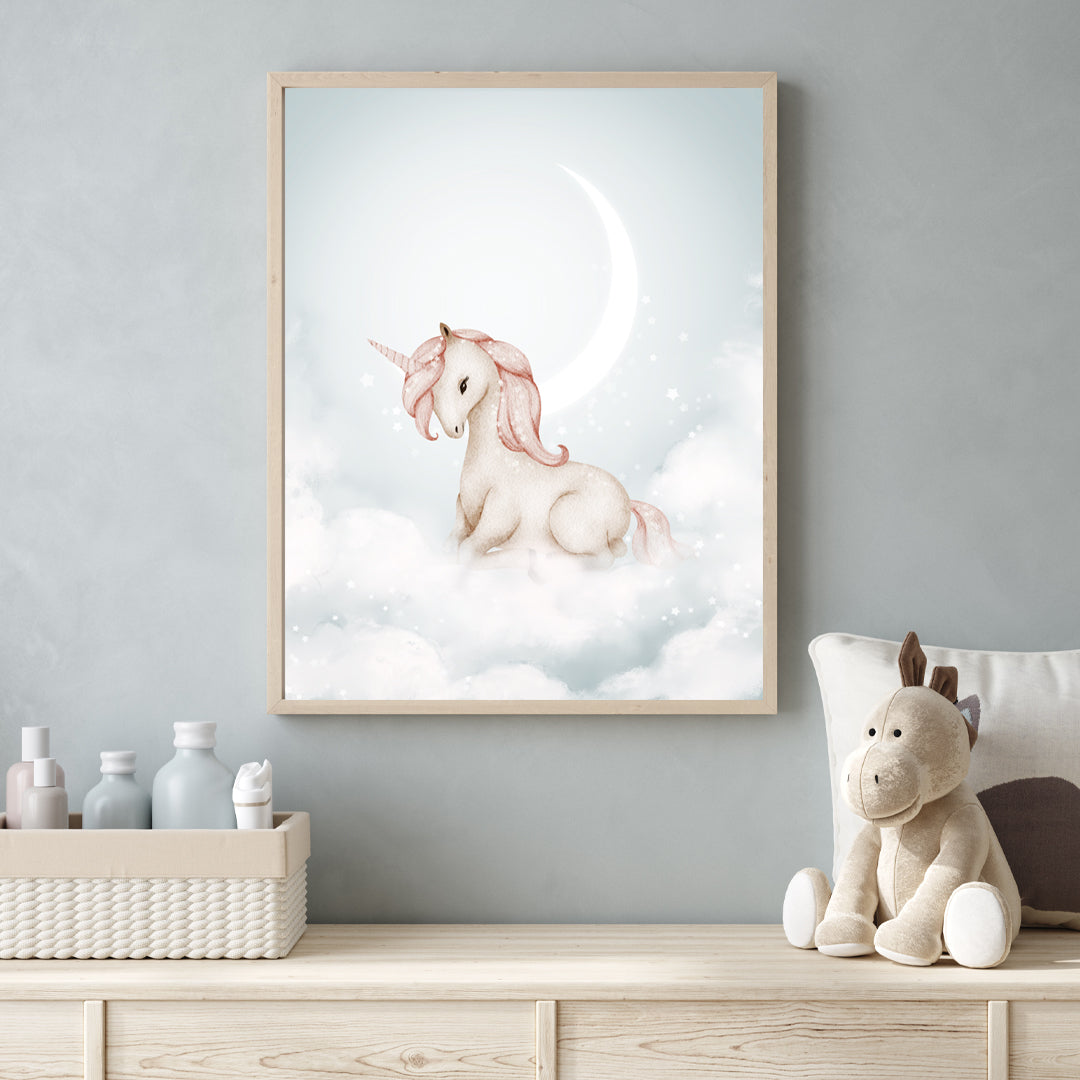 Poster Enhörning bland moln