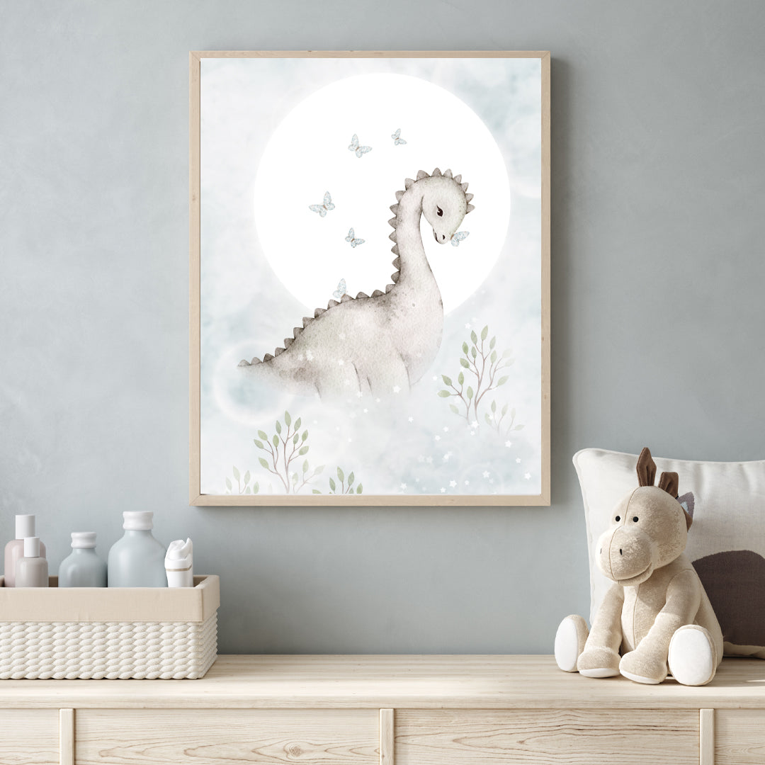 Poster Dinosaurie bland moln