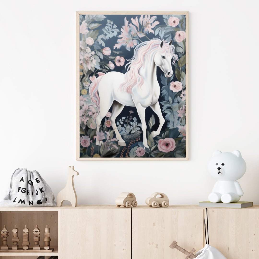Poster häst vit - Dekortorget