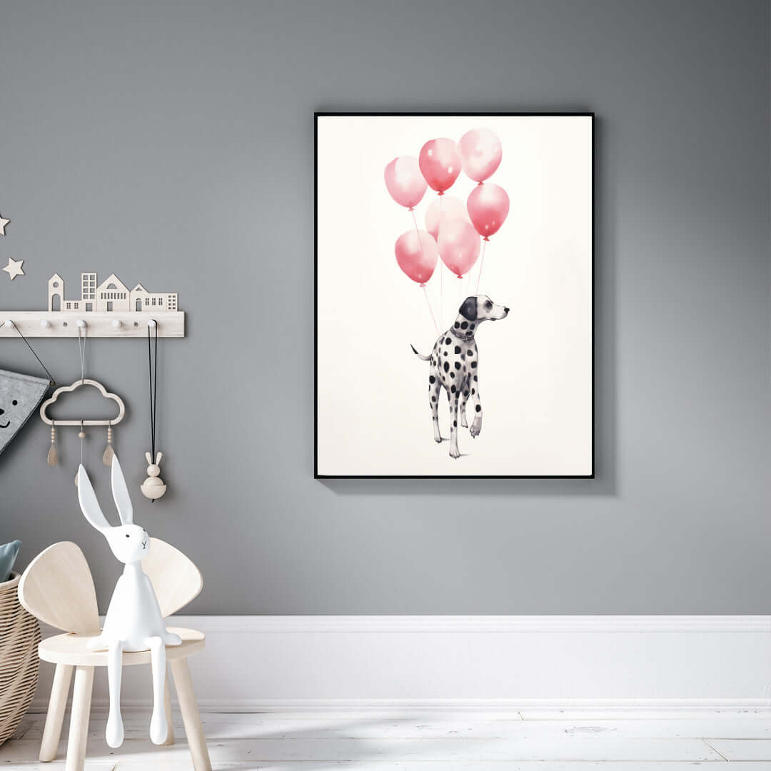 Poster Hund med ballonger - Dekortorget