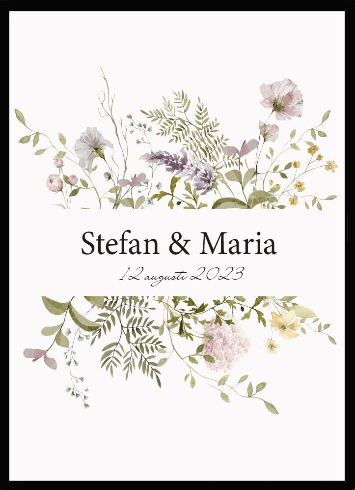 Bröllopstavla Blomster ram 2