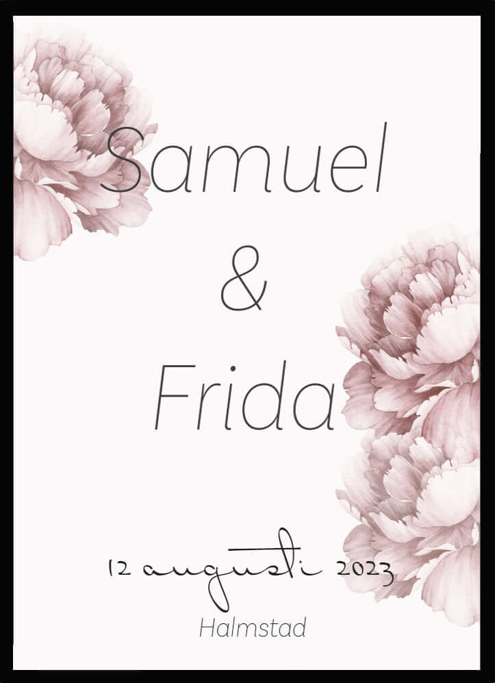 Bröllopstavla Pioner - Dekortorget