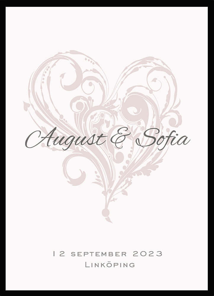 Bröllopstavla Hjärta mönstrad rosa - Dekortorget