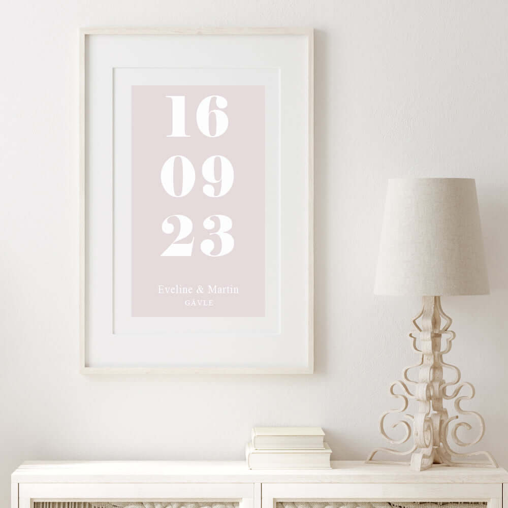 Bröllopstavla Datum rosa - Dekortorget