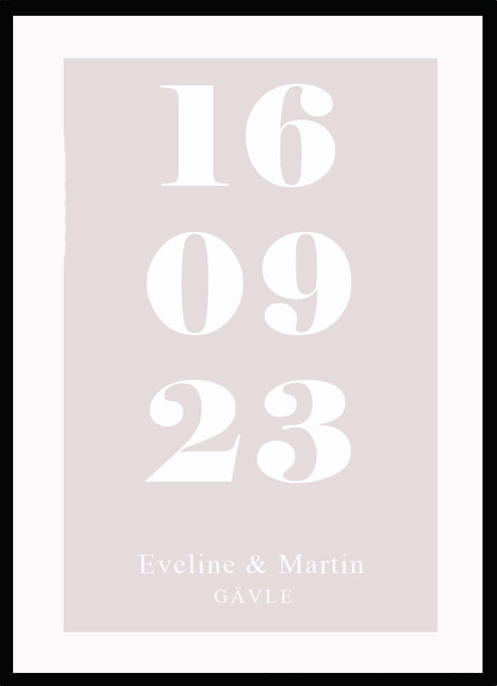 Bröllopstavla Datum rosa - Dekortorget