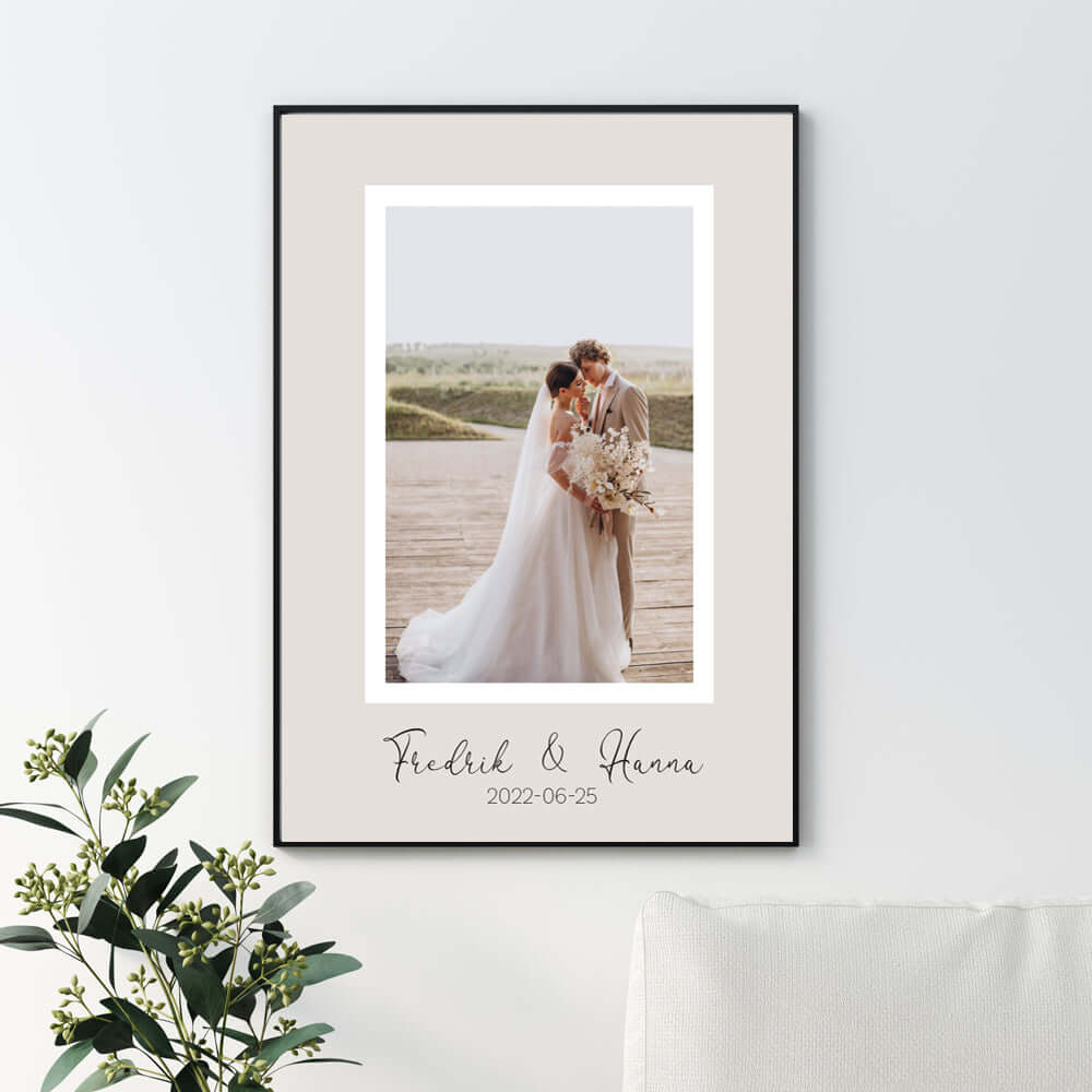 Bröllopstavla - eget foto - beige - Dekortorget