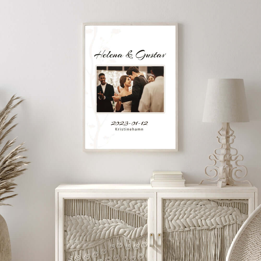 Bröllopstavla - eget foto - blomma - rosa - Dekortorget