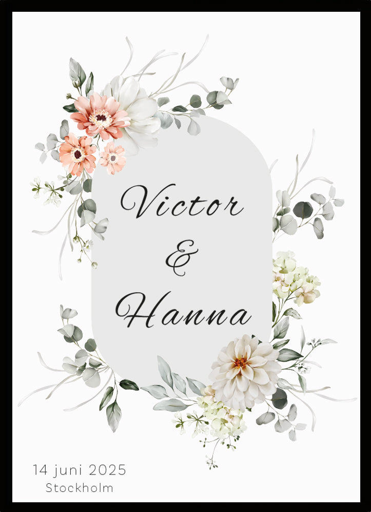 Bröllopstavla Ram av blommor