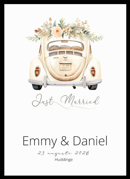 Bröllopstavla just married - Dekortorget