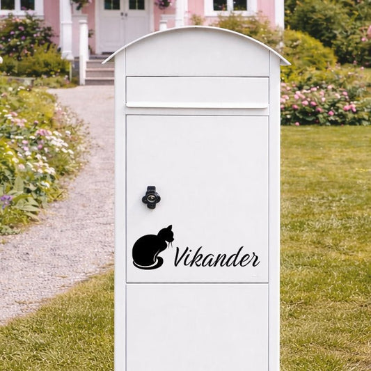 Brevlådesticker med namn och katt - Dekortorget