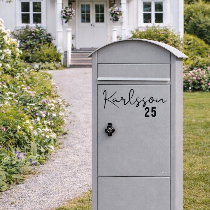 Brevlådesticker med namn och nummer - Dekortorget