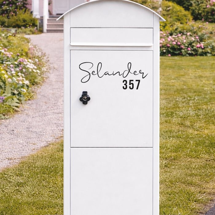 Brevlådesticker med namn och nummer - Dekortorget