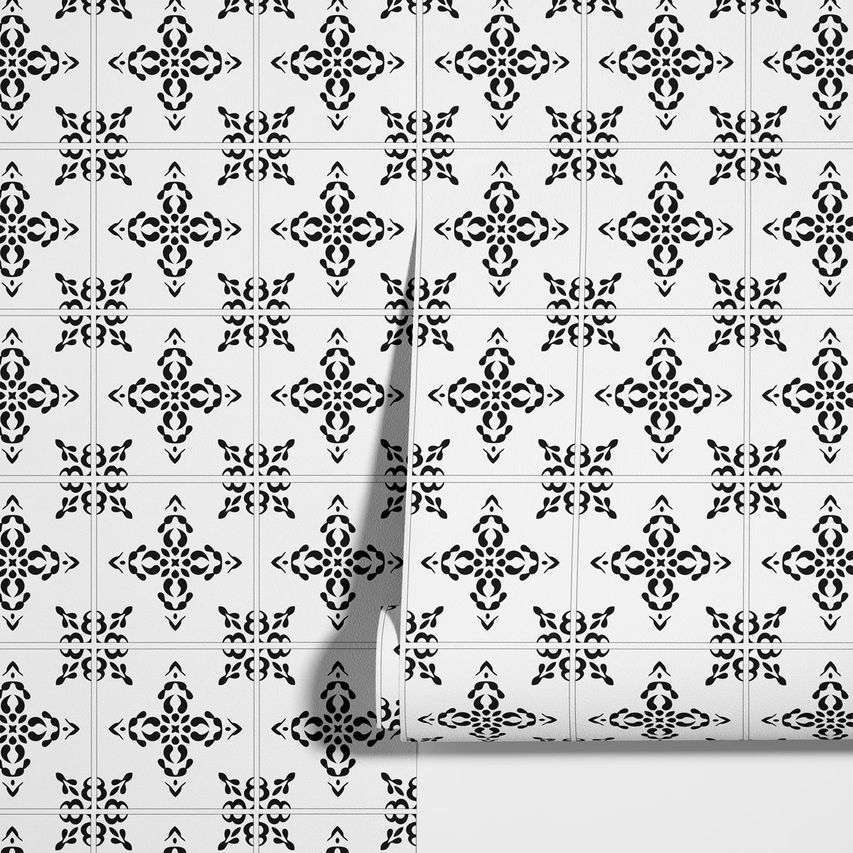 Dekorfolie kakelmönster svartvitt klassiskt - Dekortorget