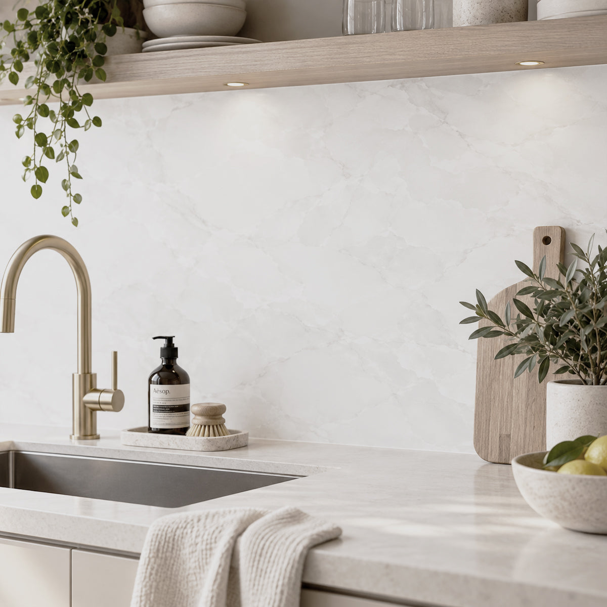 Dekorfolie vit marmor