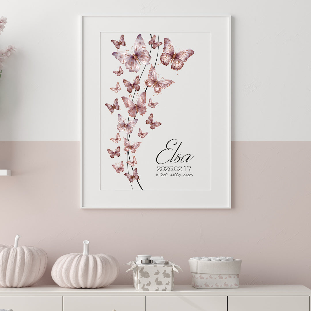 Namntavla Fjärilar rosa