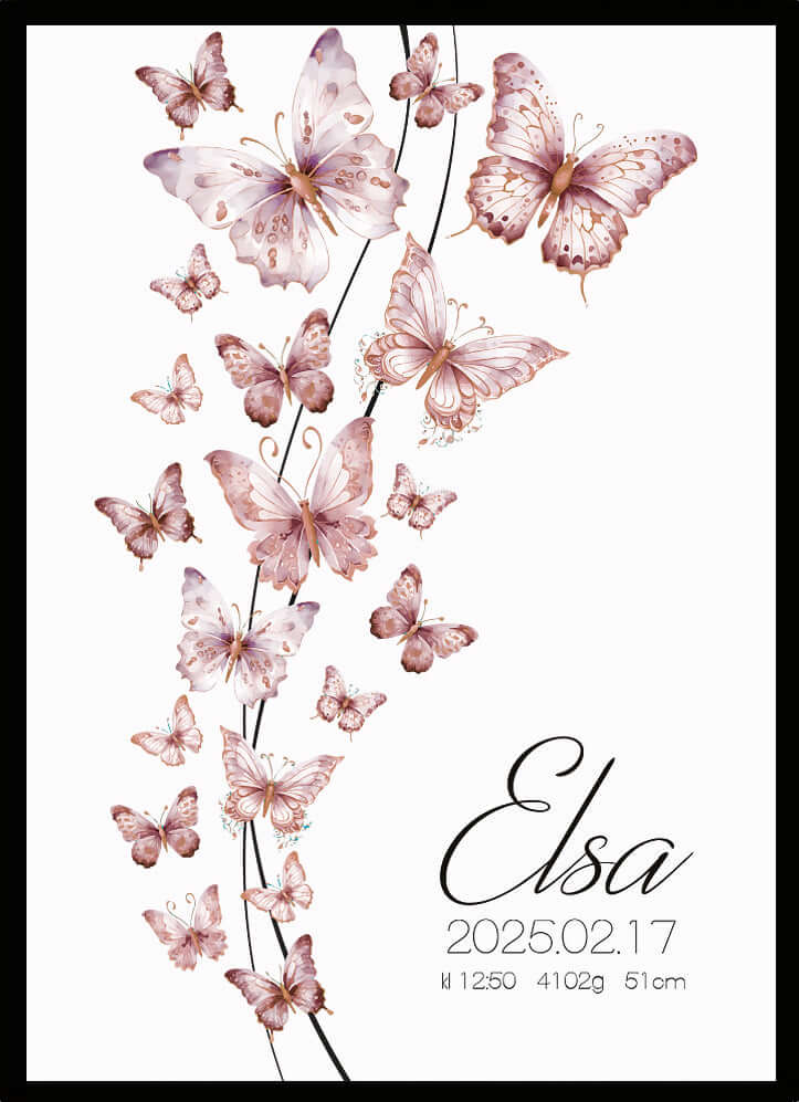 Namntavla Fjärilar rosa - Dekortorget