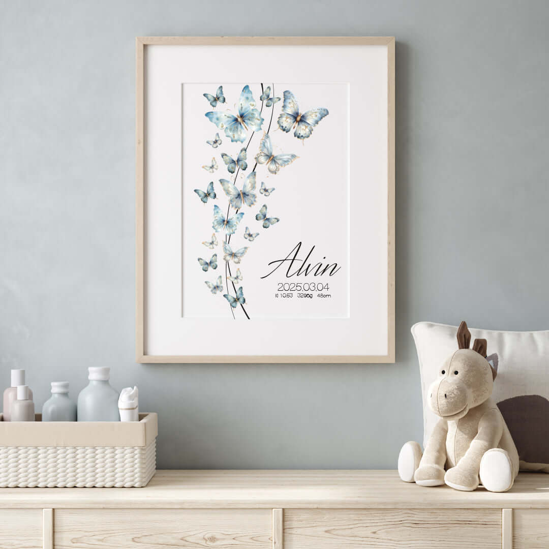 Namntavla Fjärilar blå - Dekortorget