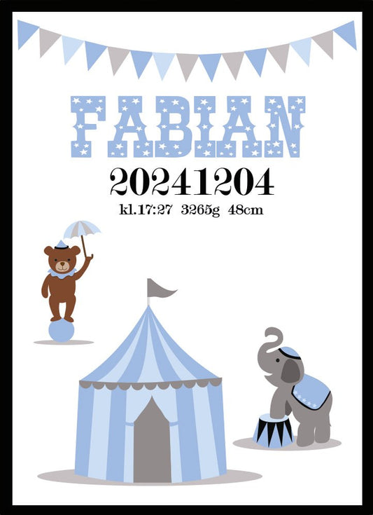 Namntavla Cirkus blå - Dekortorget