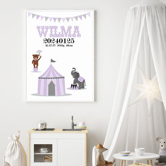 Namntavla Cirkus lila - Dekortorget