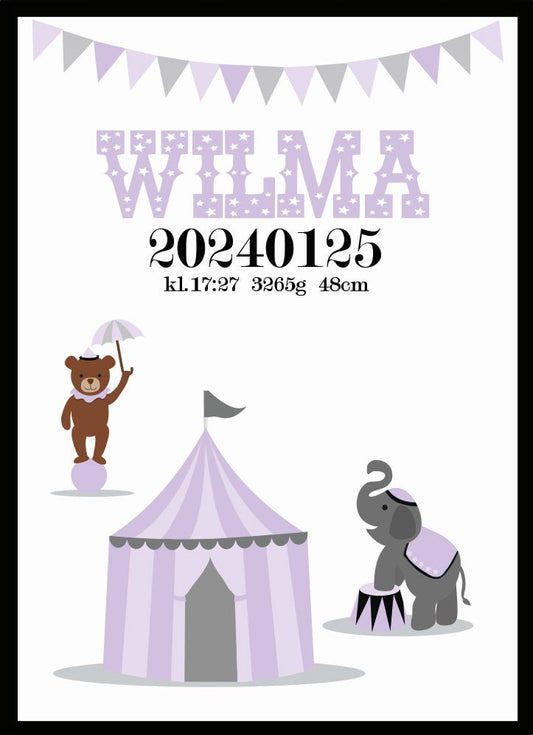 Namntavla Cirkus lila - Dekortorget