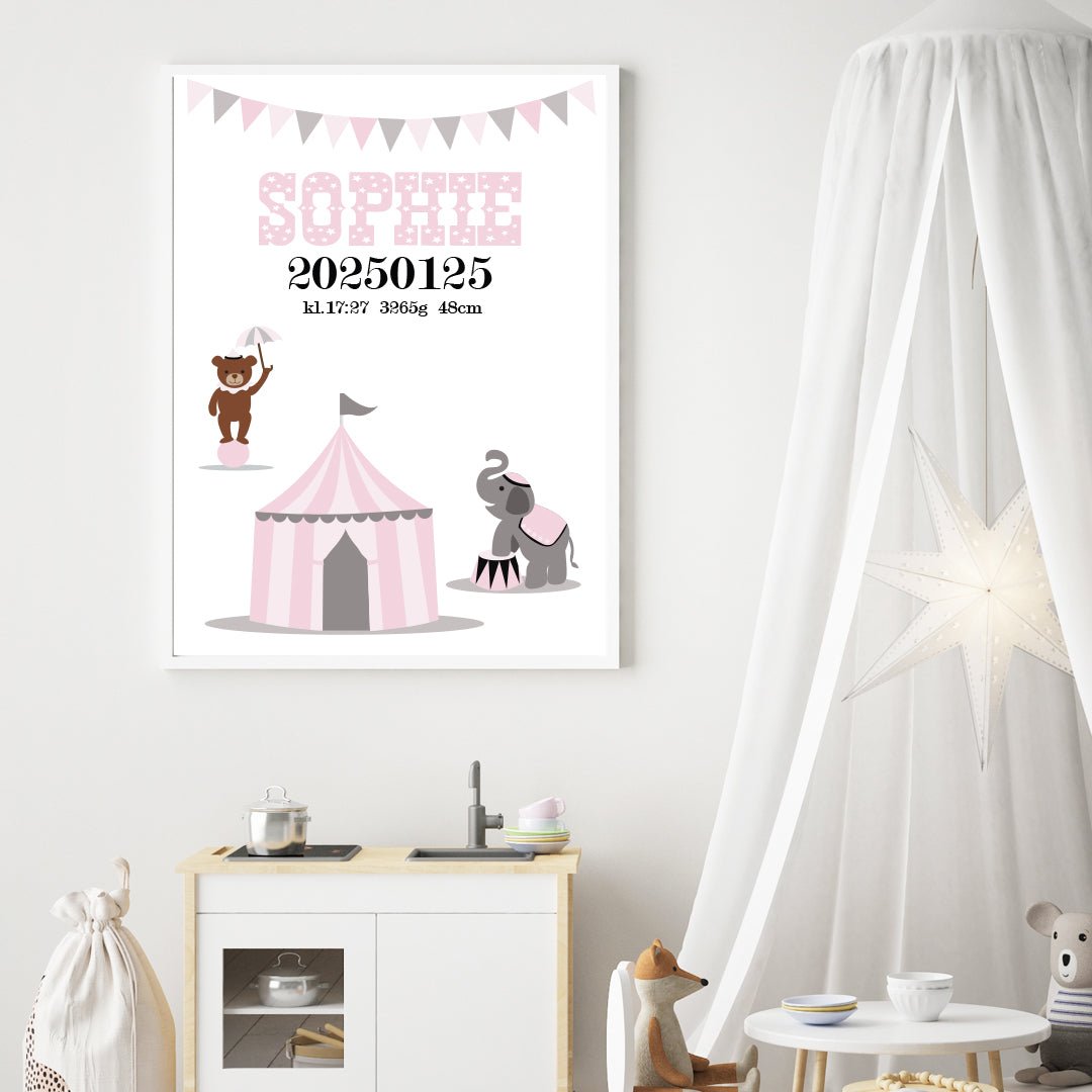 Namntavla Cirkus rosa - Dekortorget