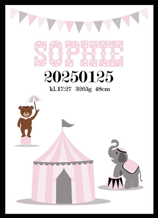 Namntavla Cirkus rosa - Dekortorget