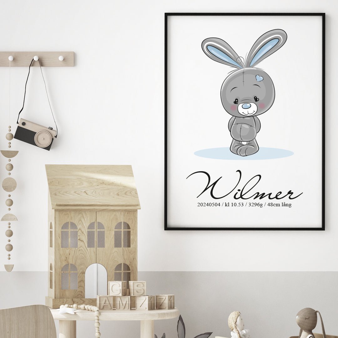 Namntavla Baby kanin blå - Dekortorget