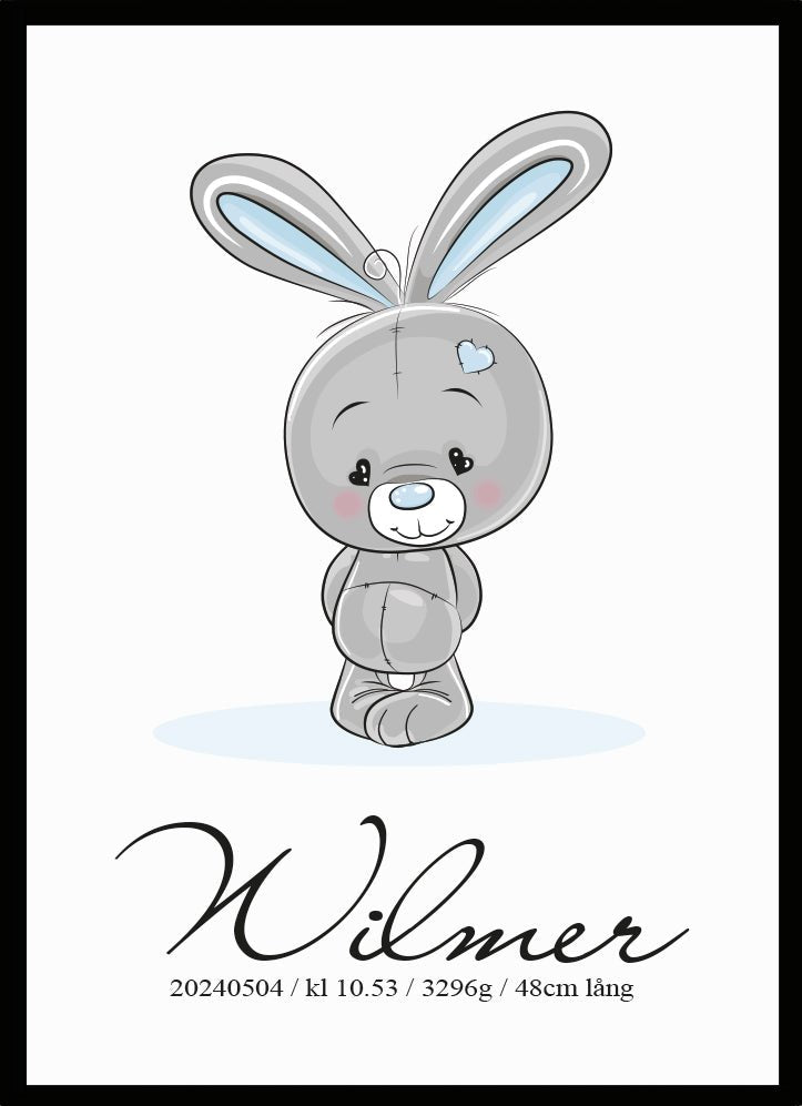 Namntavla Baby kanin blå - Dekortorget