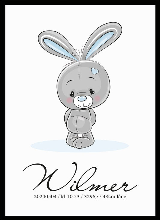 Namntavla Baby kanin blå - Dekortorget