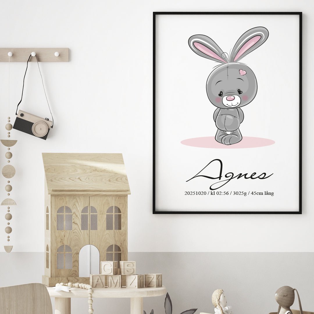 Namntavla Baby kanin rosa - Dekortorget
