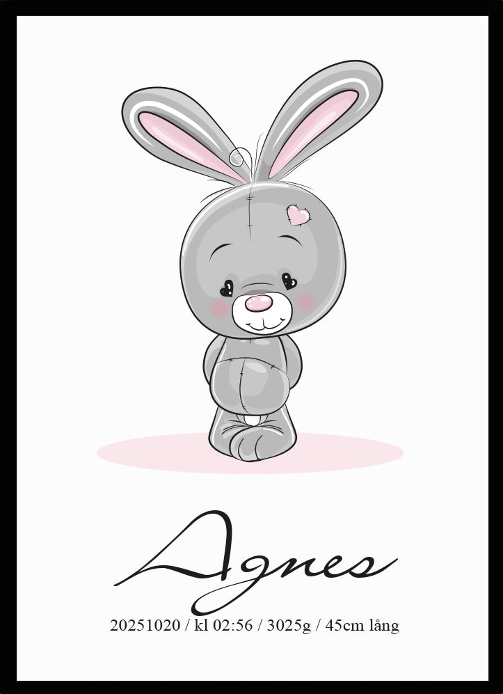 Namntavla Baby kanin rosa - Dekortorget