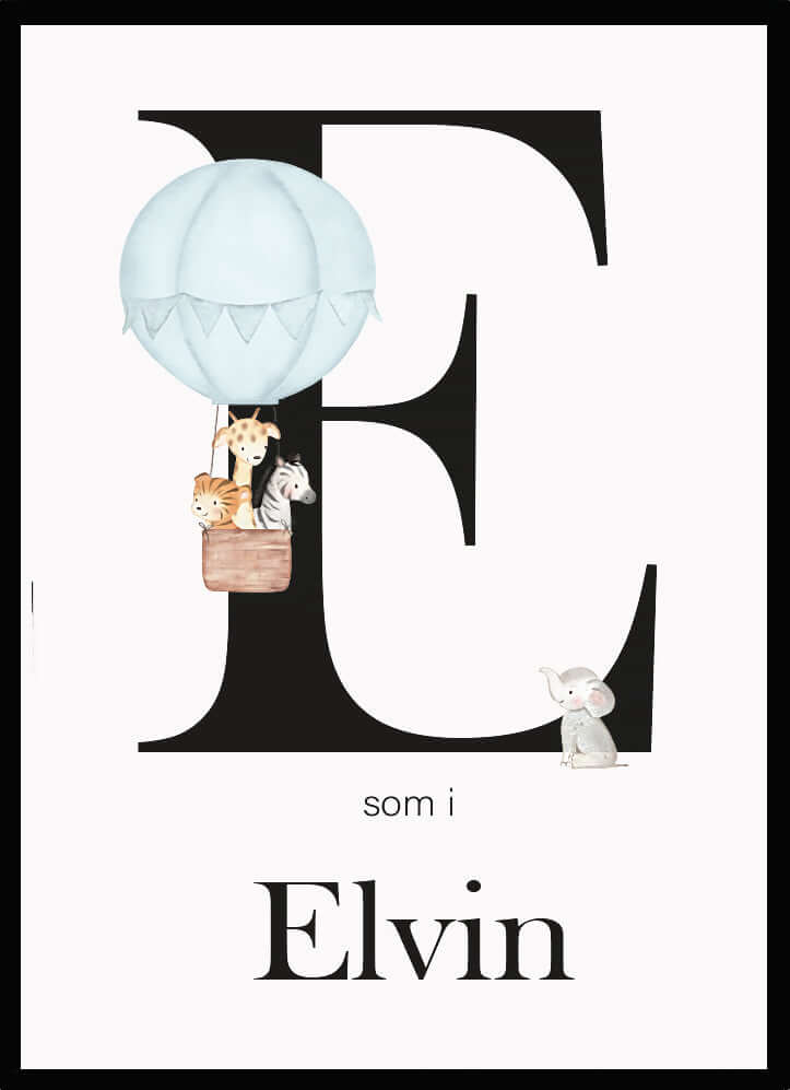 Namntavla Bokstav med luftballong blå - Dekortorget