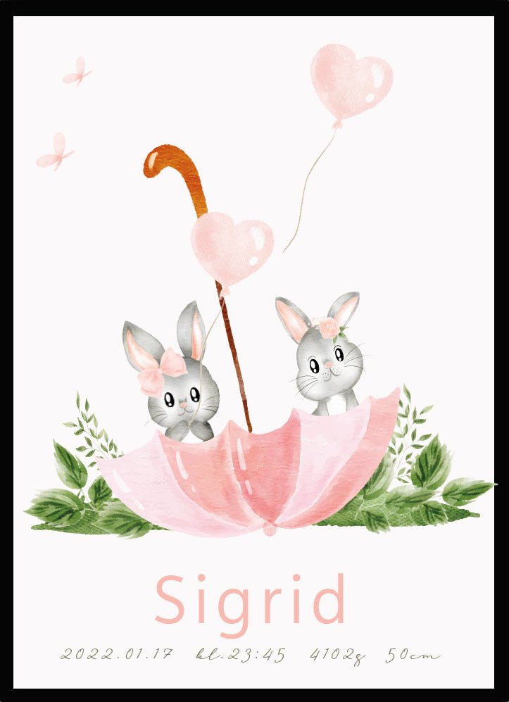 Namntavla Kaniner i paraply - Dekortorget