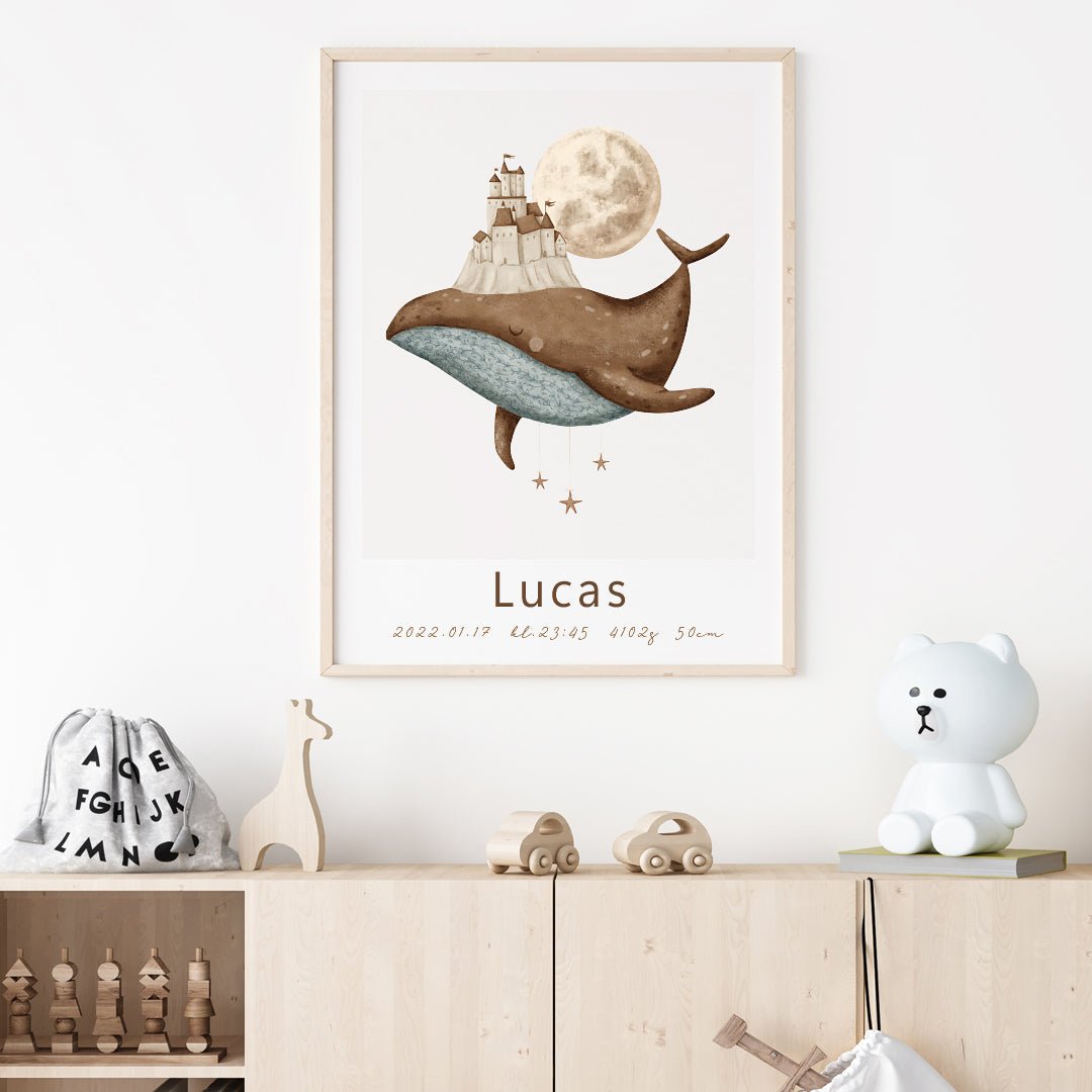 Namntavla Whale & moon - Dekortorget